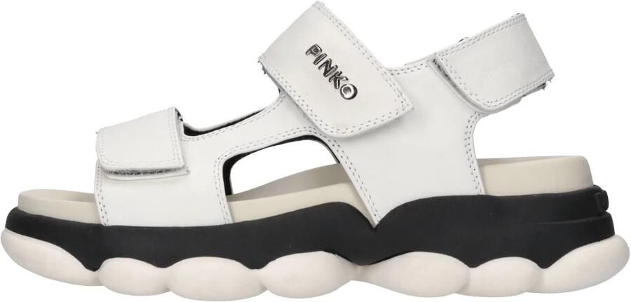 Pinko Witte Leren Casual Open Sandalen White Dames - Foto 2