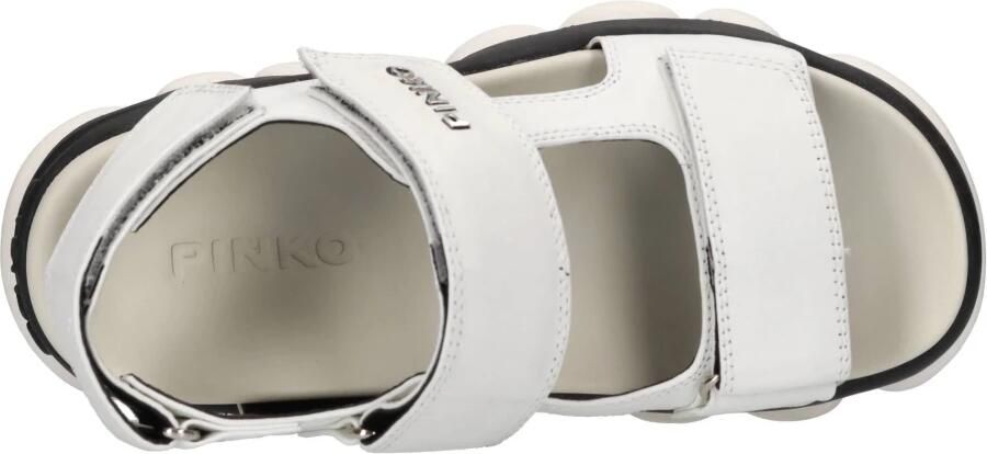 Pinko Witte Leren Casual Open Sandalen White Dames - Foto 3