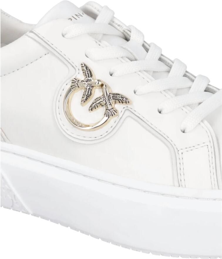 Pinko Low-Top Sneakers Panelled White Calf Leather Sneakers With Love Bir in wit