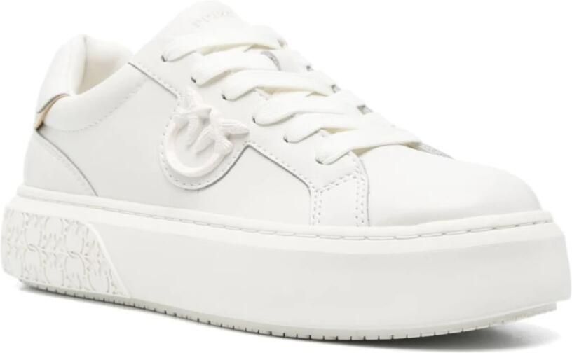 Pinko Low-Top Sneakers Yoko Leather Sneakers With Logo in wit - Foto 4