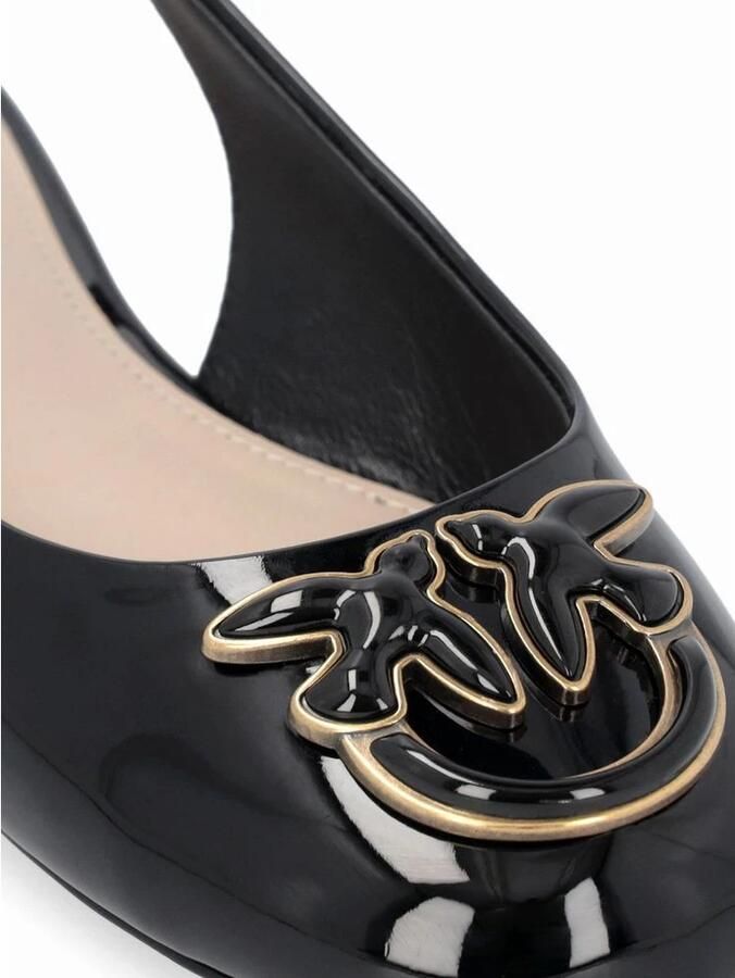 Pinko Glanzende Patentleren Ballerina's met Gouden Band Black Dames - Foto 4