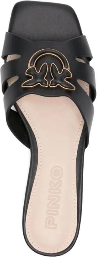 Pinko Zwarte Leren Sandalen Collectie Lente Zomer Black Dames