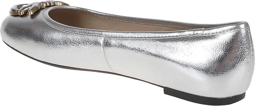Pinko Metallic Ballerina's met Love Birds Logo Gray Dames - Foto 3