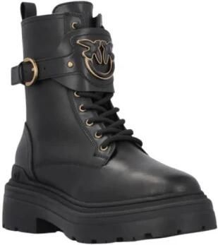 Pinko Leren combat boots met merkband aan de voorkant - Foto 6