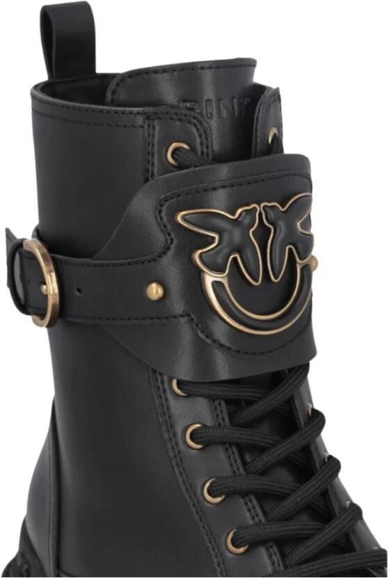 Pinko Leren combat boots met merkband aan de voorkant - Foto 5