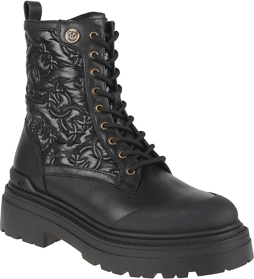 Pinko Boots Quilted Leather Ankle Boots in zwart