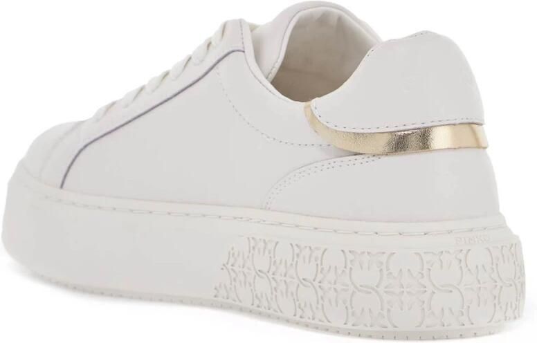 Pinko Low-Top Sneakers Yoko Leather Sneakers With Logo in wit - Foto 3