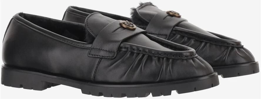 Pinko Nappa Leren Loafers met Bontvoering