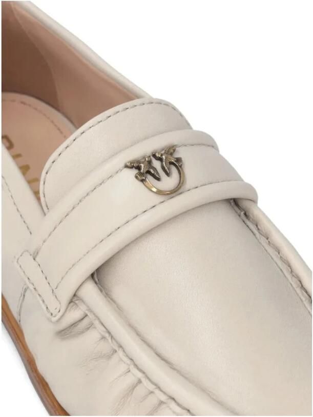 Pinko Beige Leather Loafers in beige