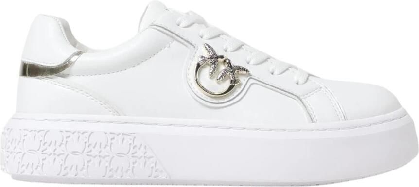 Pinko Low-Top Sneakers Panelled White Calf Leather Sneakers With Love Bir in wit - Foto 8