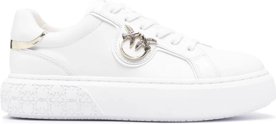 Pinko Low-Top Sneakers Panelled White Calf Leather Sneakers With Love Bir in wit - Foto 7