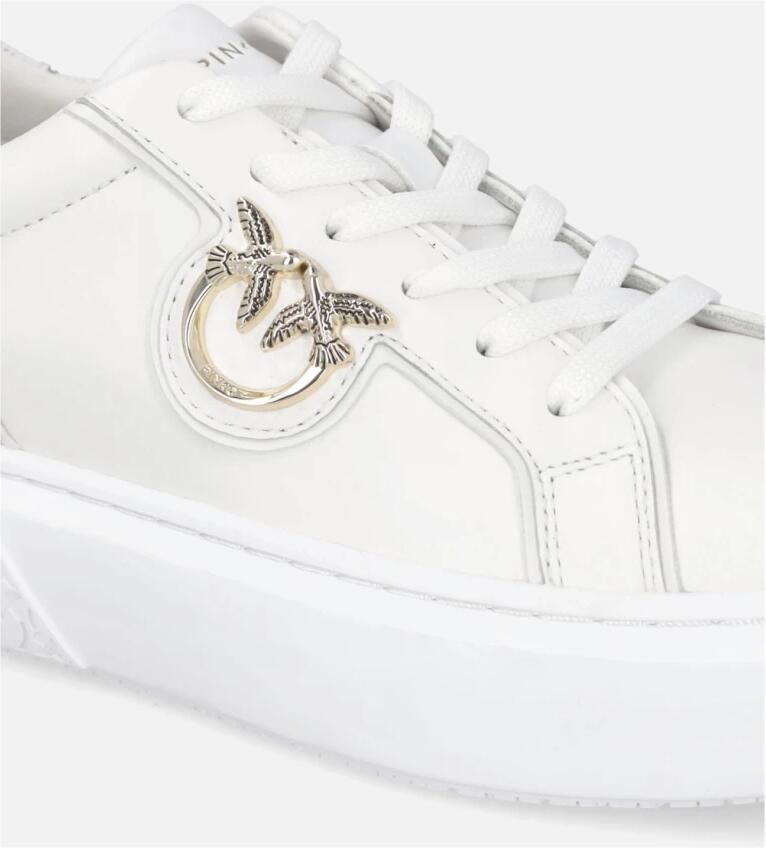 Pinko Low-Top Sneakers Panelled White Calf Leather Sneakers With Love Bir in wit - Foto 3