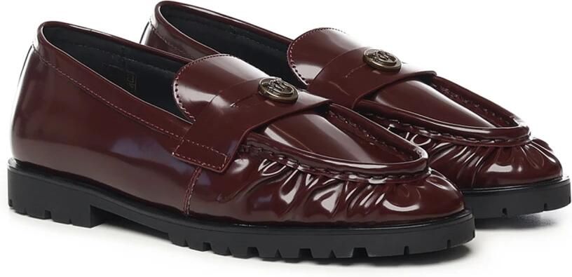 Pinko Rode Leren Platte Schoenen