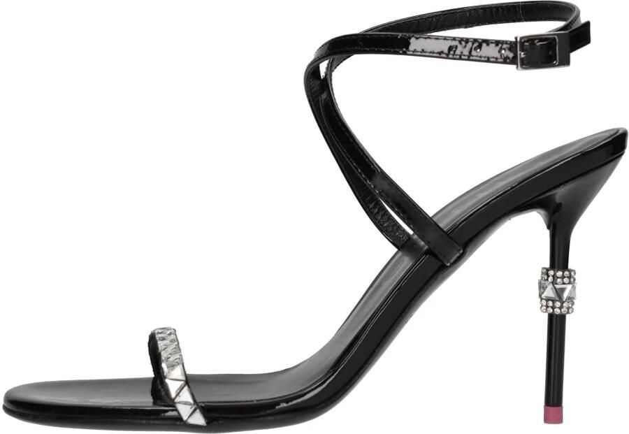 Pinko Glanzende lakleren sandalen met strass Black Dames