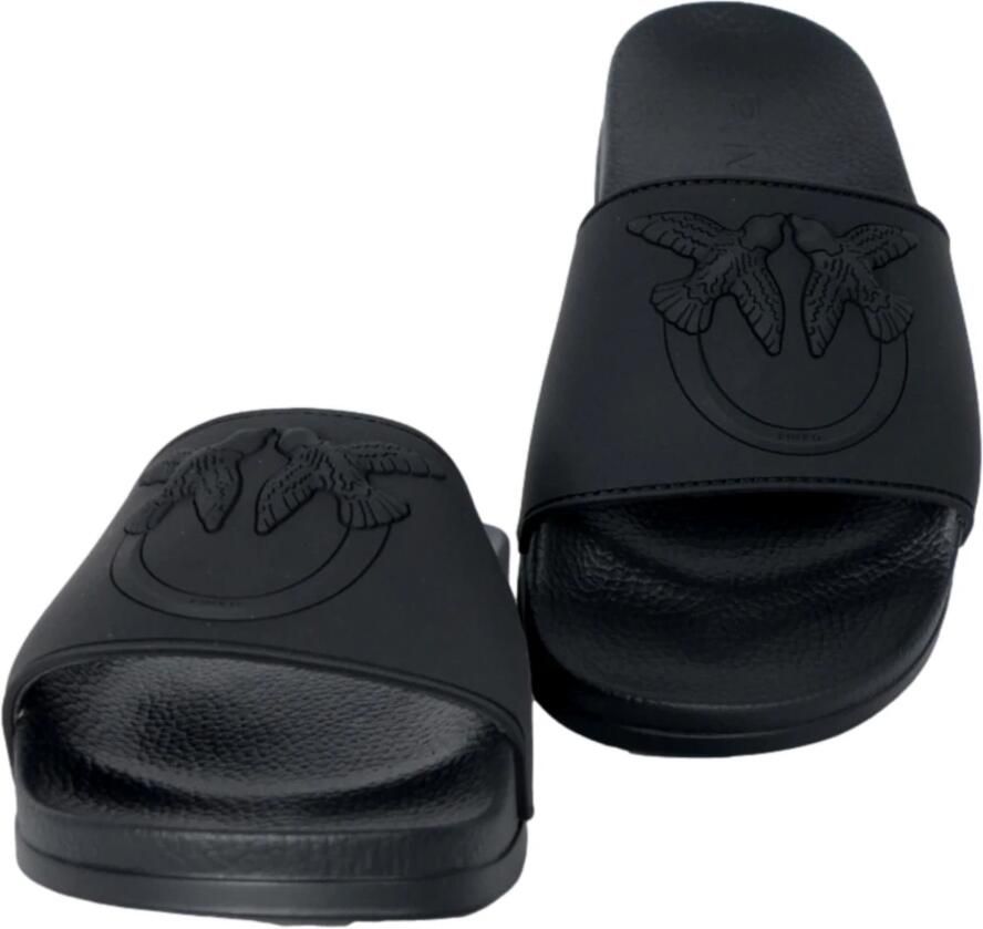 Pinko Zwarte rubberen sandalen met logoprint - Foto 2
