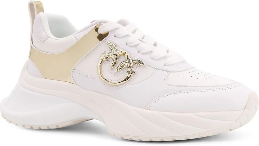 Pinko Witte leren sneakers met geperforeerde neus