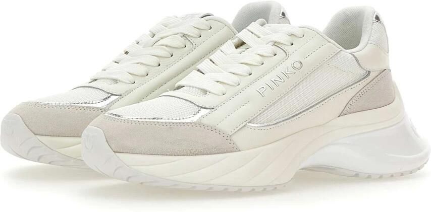 Pinko Witte Mesh Sneakers met Metalen Details