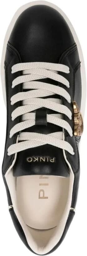 Pinko Zwarte leren sneaker lente zomer collectie Black Dames