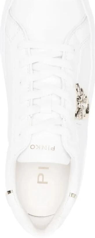 Pinko Low-Top Sneakers Panelled White Calf Leather Sneakers With Love Bir in wit - Foto 8