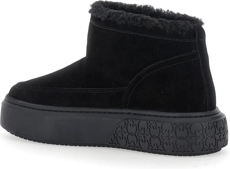 Pinko Zwarte Mid Sneaker Koe Suède Bont - Foto 3
