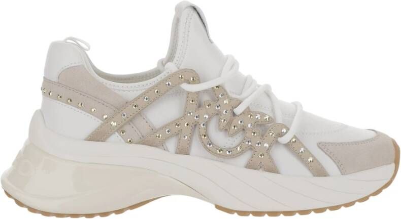 Pinko Rhinestone Nylon Lace-Up Sneakers