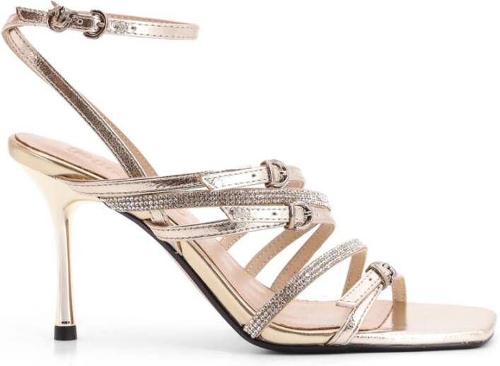 Pinko Rhinestone Strap Lisa leren sandalen