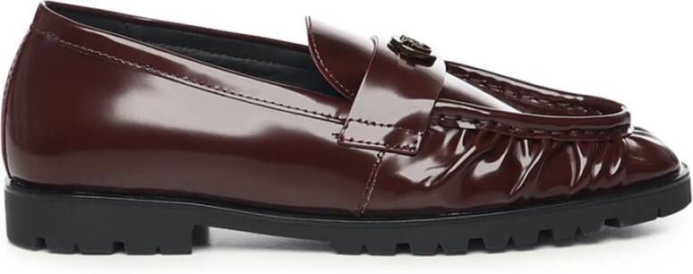 Pinko Rode Leren Platte Schoenen
