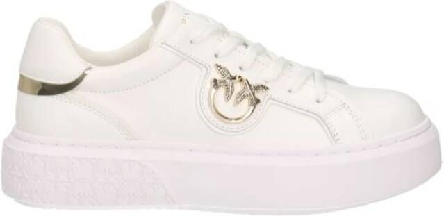 Pinko Low-Top Sneakers Panelled White Calf Leather Sneakers With Love Bir in wit - Foto 9