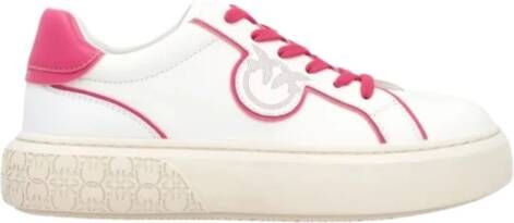 Pinko Witte Leren Sneakers met Contrastafwerking en Rubberen Zool White Dames