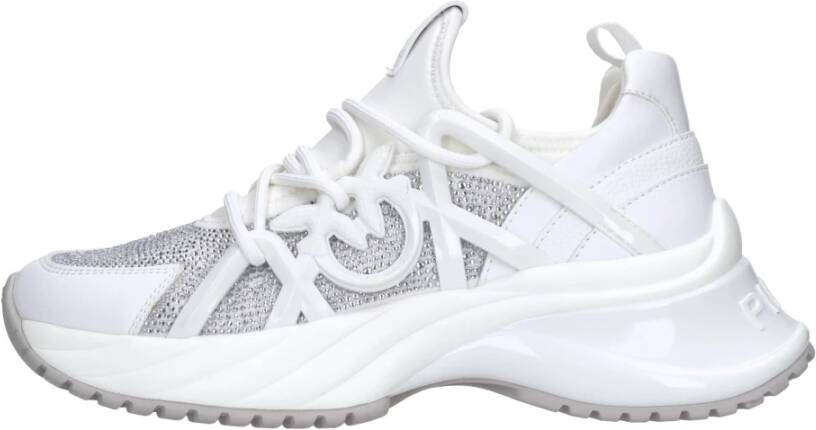 Pinko Low-Top Sneakers Panelled Design Scuba Jersey And Calf Leather Snea in wit