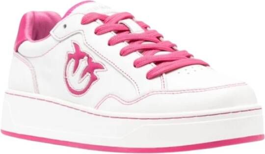 Pinko Leren en stoffen sneakers met Love Birds Diamond Cut logo Pink Dames