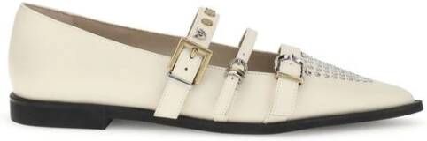 Pinko Pointed Toe Leather Shoes in beige