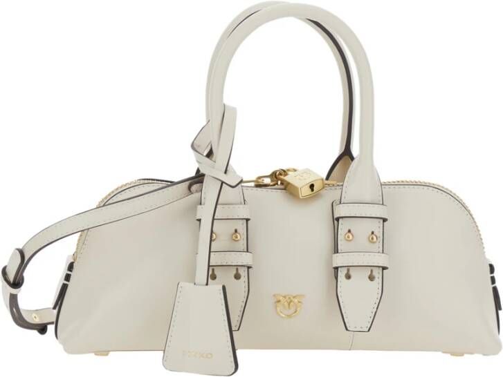 Pinko Witte leren handtas met hangslotdetail