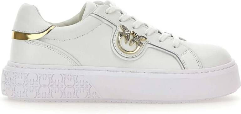 Pinko Low-Top Sneakers Panelled White Calf Leather Sneakers With Love Bir in wit - Foto 7