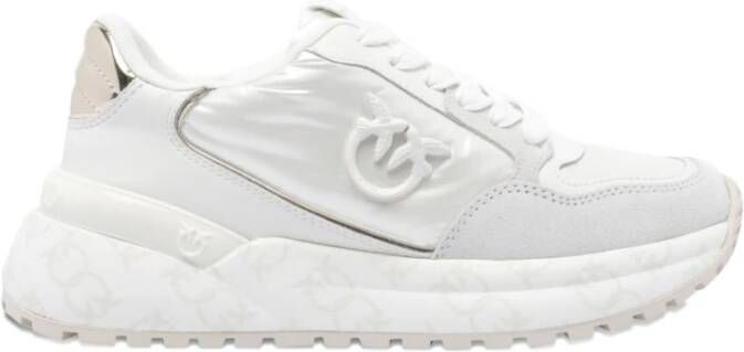 Pinko Witte leren sneakers met Love Birds-logo