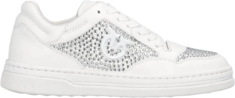 Pinko Witte Leren Strass Sneakers