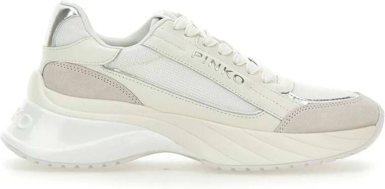 Pinko Witte Mesh Sneakers met Metalen Details