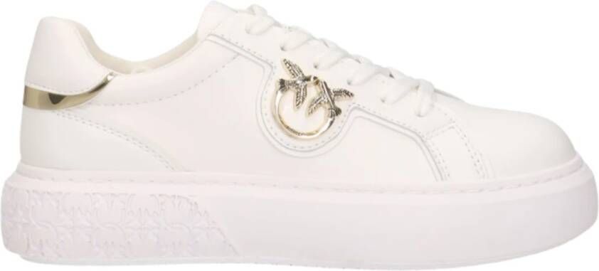 Pinko Low-Top Sneakers Panelled White Calf Leather Sneakers With Love Bir in wit - Foto 11