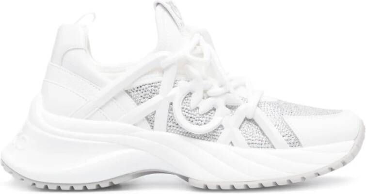 Pinko Low-Top Sneakers Panelled Design Scuba Jersey And Calf Leather Snea in wit