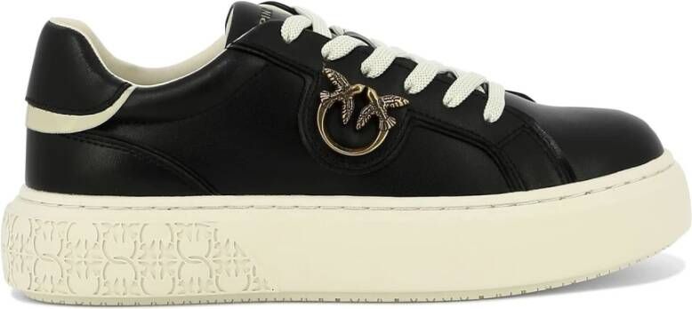 pinko Yoko Leren Sneakers Black Dames