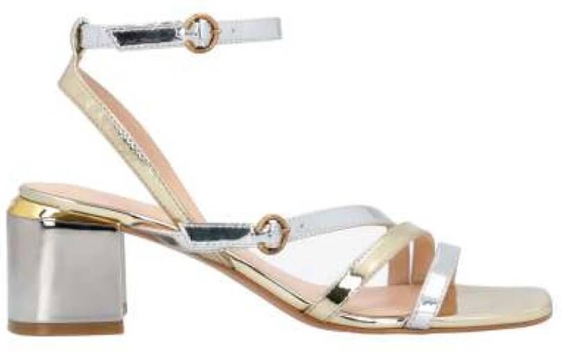 Pinko Zilveren en gouden sandalen met chunky hak Gray Dames