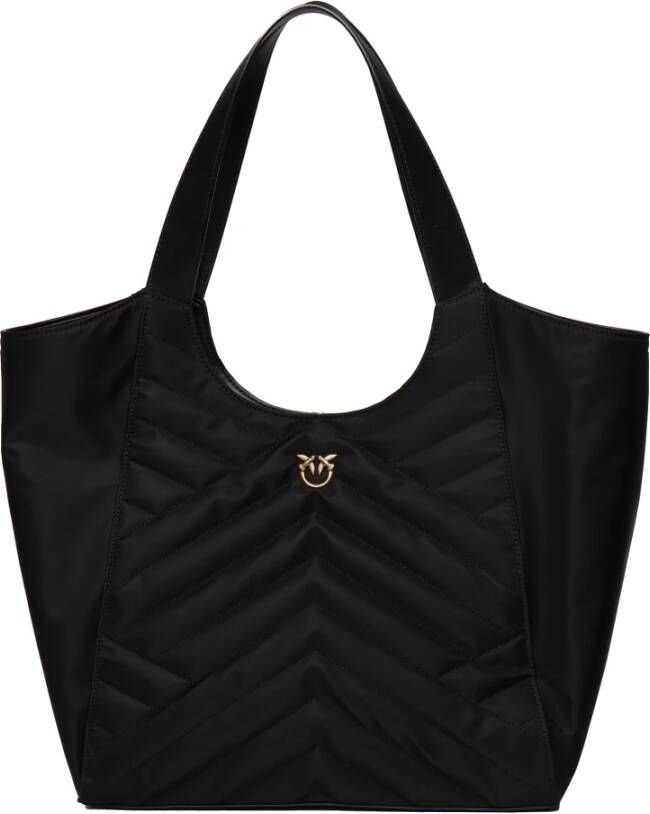 Pinko Zwarte boodschappentas met Love Birds