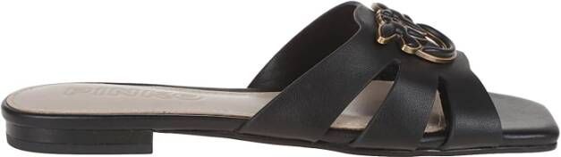 Pinko Zwarte Leren Sandalen Collectie Lente Zomer Black Dames