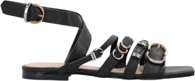 Pinko Slippers & Mules Leather sandals 'Marli' in zwart