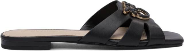 Pinko Zwarte Leren Sandalen Collectie Lente Zomer Black Dames