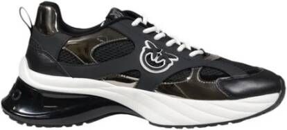 pinko Zwarte Leren Sneaker Dames Collectie Black Dames
