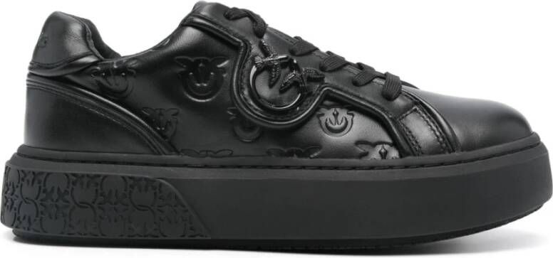 pinko Zwarte Leren Sneakers voor Vrouwen Black Dames