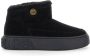 Pinko Zwarte Mid Sneaker Koe Suède Bont - Thumbnail 1