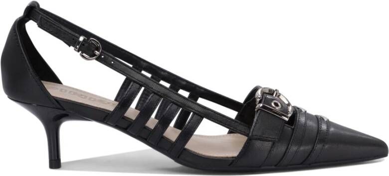 Pinko Zwarte Middelhoge Leren Pumps Black Dames