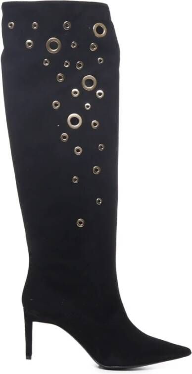 Pinko Zwarte puntige laarzen met metalen versiering Black Dames
